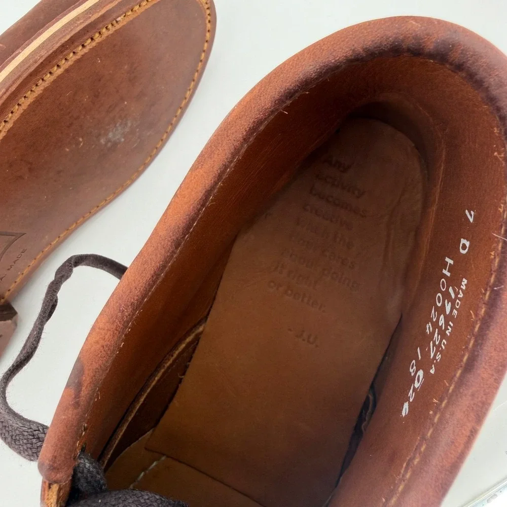 HELM USA Made Pull Up Leather Chukka Boots‎ Brown Heritage Quiet Luxury Mens 7D